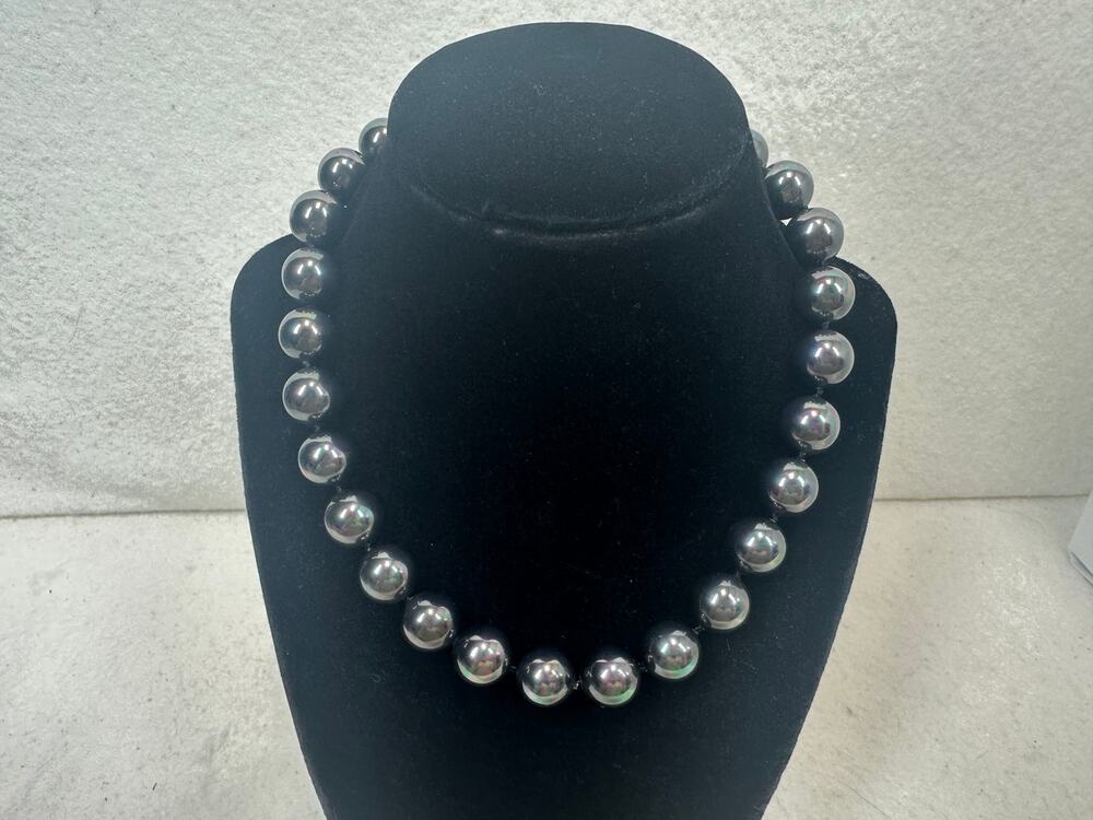 Peacock Pearl Vintage Choker 925 Sterling Silver Gold Vermeil Clasp Hand Knotted